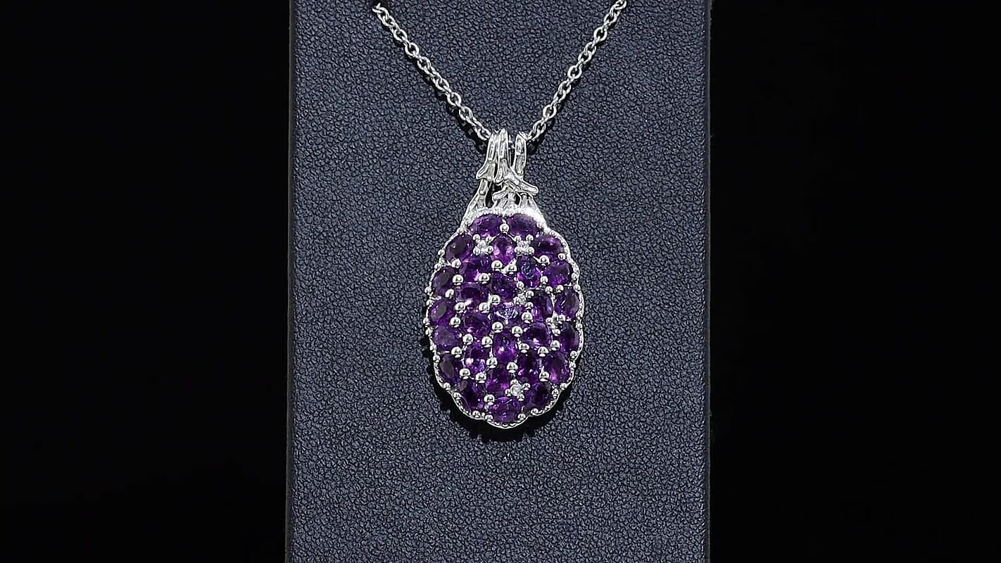 EverTrue African Amethyst, White Zircon Mosaic Bloom Ring in Platinum Bond (Size 10.0) 4.65 ctw  4478212