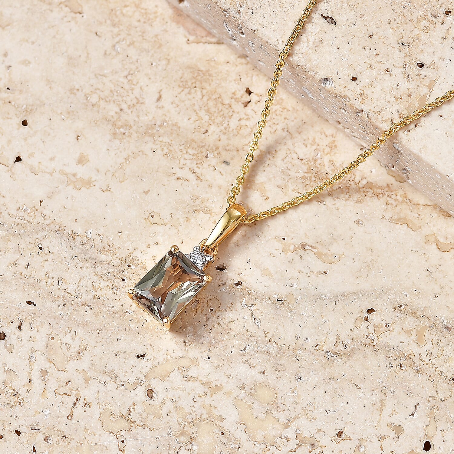 AAA Turkizite and Luxuriant Lab Grown Diamond E-F VS 2.15 ctw Golden Bloom Elegance Pendant Necklace in 18K Vermeil Yellow Gold Over Sterling Silver 20 Inches