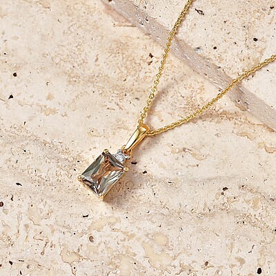 AAA Turkizite and Luxuriant Lab Grown Diamond E-F VS 2.15 ctw Golden Bloom Elegance Pendant Necklace in 18K Vermeil Yellow Gold Over Sterling Silver 20 Inches