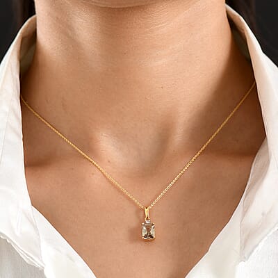 AAA Turkizite and Luxuriant Lab Grown Diamond E-F VS 2.15 ctw Golden Bloom Elegance Pendant Necklace in 18K Vermeil Yellow Gold Over Sterling Silver 20 Inches