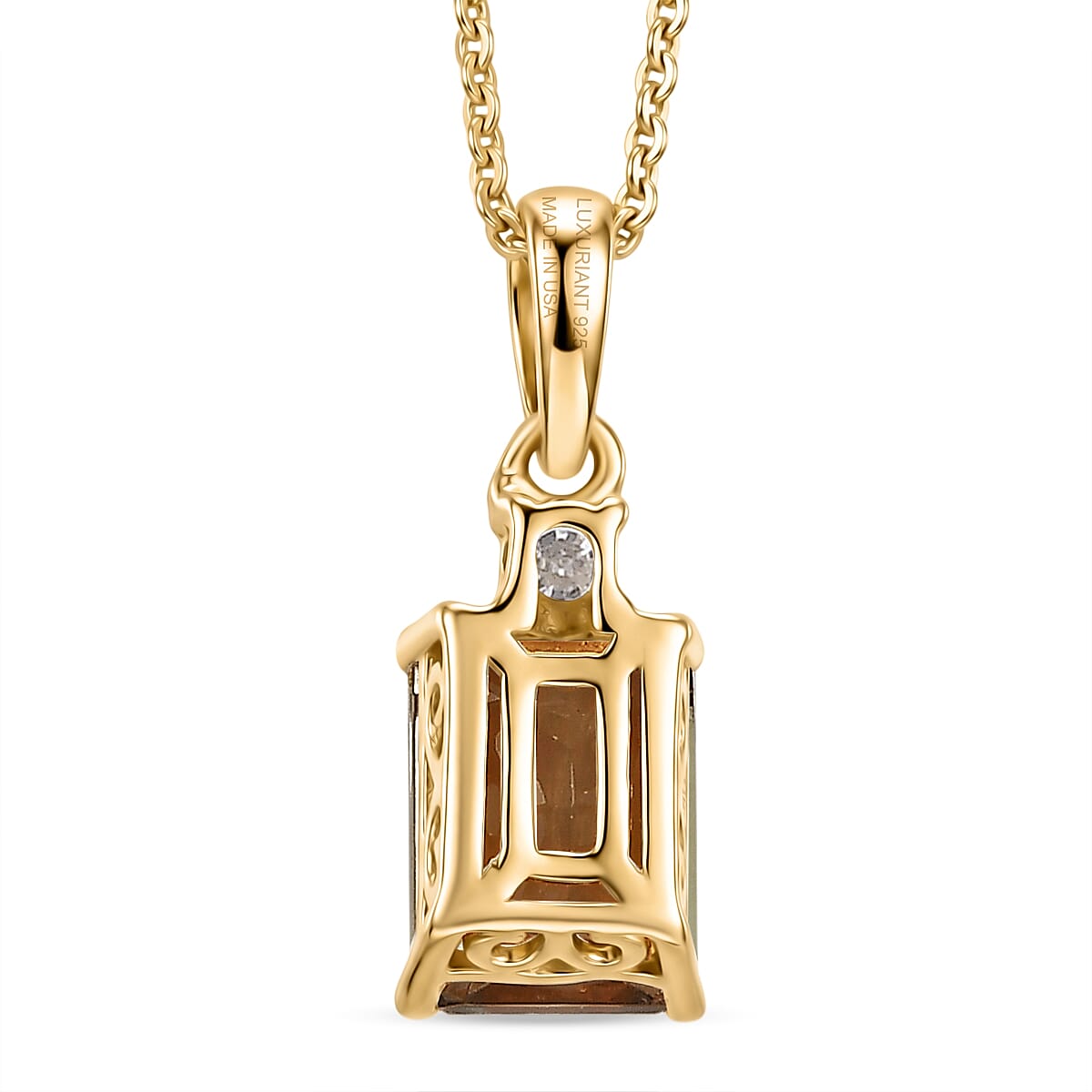 AAA Turkizite and Luxuriant Lab Grown Diamond E-F VS 2.15 ctw Golden Bloom Elegance Pendant Necklace in 18K Vermeil Yellow Gold Over Sterling Silver 20 Inches  image number 4