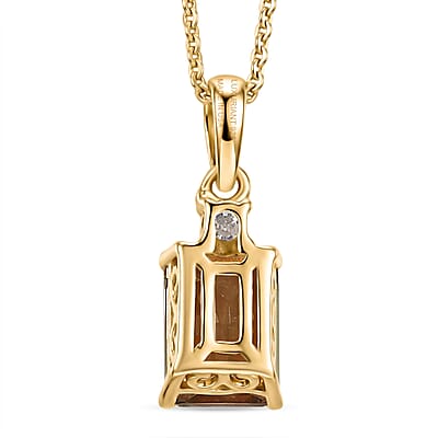 AAA Turkizite and Luxuriant Lab Grown Diamond E-F VS 2.15 ctw Golden Bloom Elegance Pendant Necklace in 18K Vermeil Yellow Gold Over Sterling Silver 20 Inches