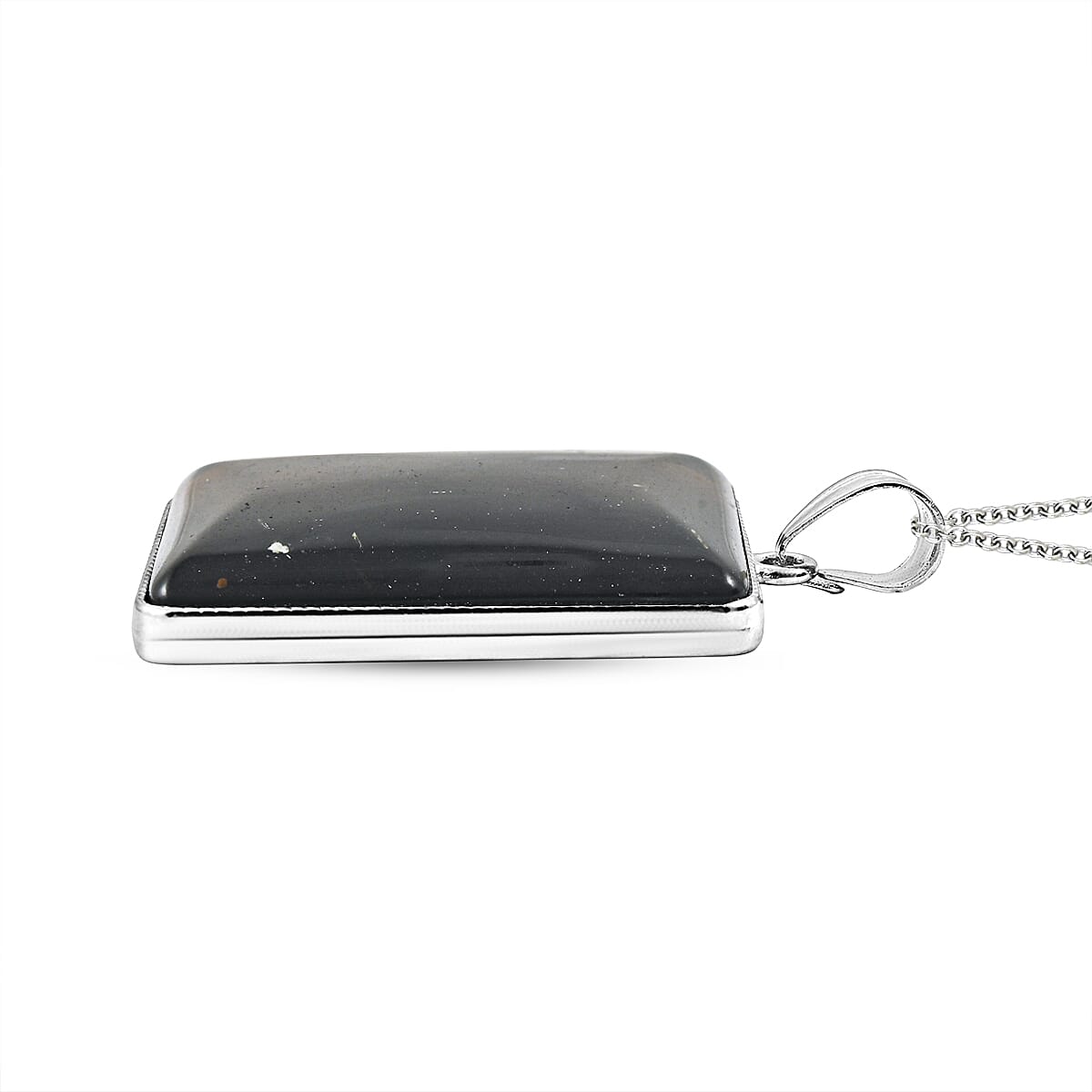 Rectangle Smoky Quartz 115.00 ctw Pendant in Silvertone with Stainless Steel Necklace 20 Inches
