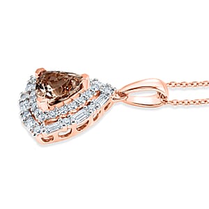 Certified & Appraised D'Joy Premium Marropino Morganite and Moissanite 1.85 ctw Pendant Necklace in 18K Vermeil Rose Gold Over Sterling Silver 18 Inches 