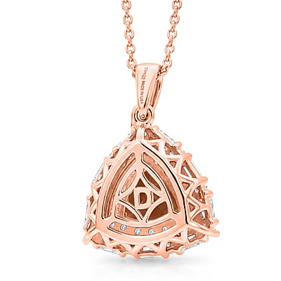 Certified & Appraised D'Joy Premium Marropino Morganite and Moissanite 1.85 ctw Pendant Necklace in 18K Vermeil Rose Gold Over Sterling Silver 18 Inches