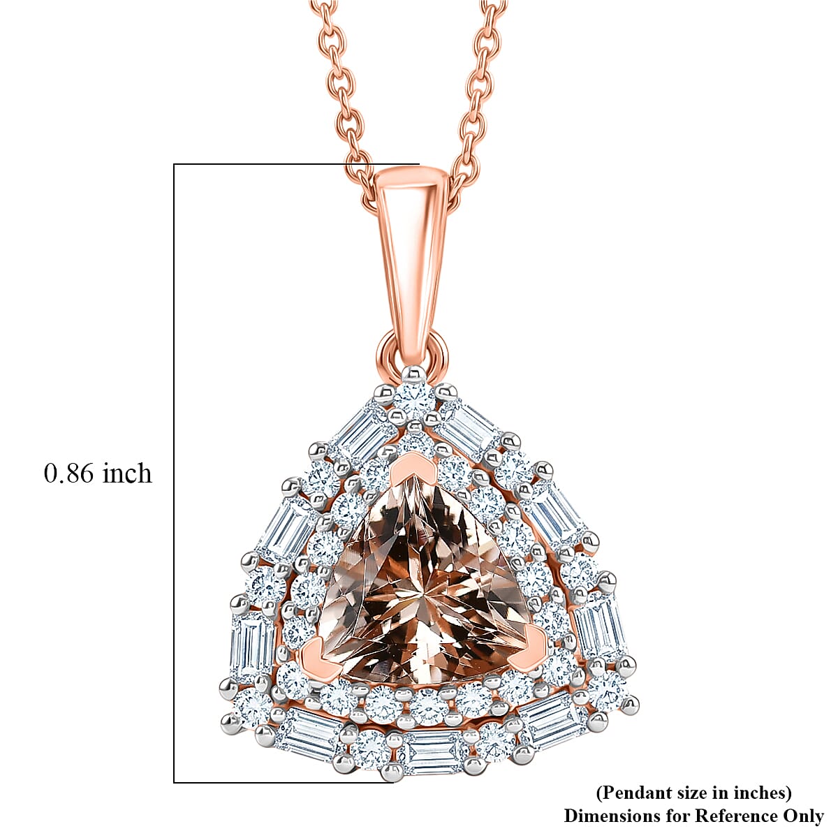 Certified & Appraised D'Joy Premium Marropino Morganite and Moissanite 1.85 ctw Pendant Necklace in 18K Vermeil Rose Gold Over Sterling Silver 18 Inches  image number 5