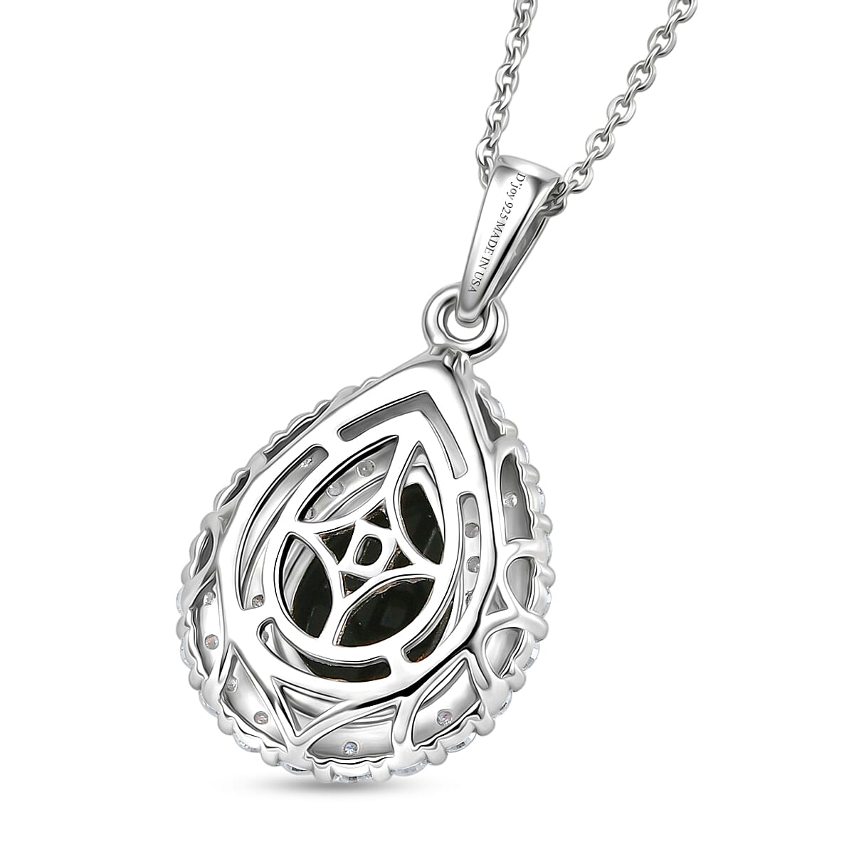 Certified & Appraised D'Joy Premium Australian Opal Triplet and Moissanite 2.10 ctw Pendant Necklace in Rhodium Over Sterling Silver 20 Inches  image number 4