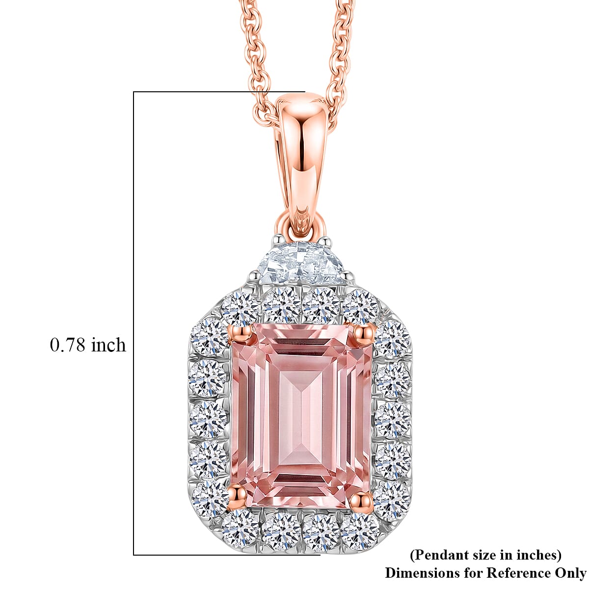 Certified and Appraised AAA Pink Morganite and Luxuriant Lab Grown Diamond G-H SI 1.80 ctw Pendant Necklace in 10K Rose Gold 20 Inches