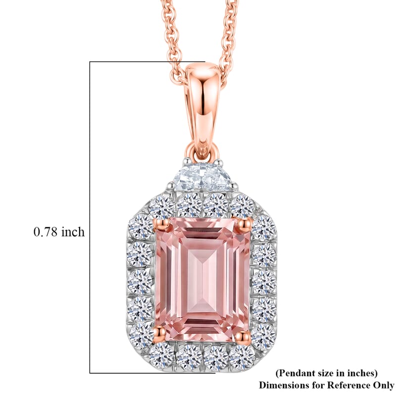 Certified and Appraised AAA Pink Morganite and Luxuriant Lab Grown Diamond G-H SI 1.80 ctw Pendant Necklace in 10K Rose Gold 20 Inches