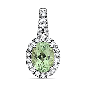 Certified & Appraised Rhapsody 950 Platinum AAAA Arquiana Mint Tourmaline, Diamond (E-F, VS) Pendant (4.00 g) 1.49 ctw