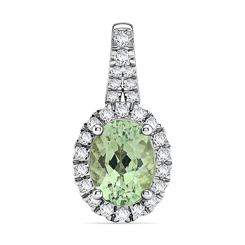 Certified & Appraised Rhapsody 950 Platinum AAAA Arquiana Mint Tourmaline, Diamond (E-F, VS) Pendant (4.00 g) 1.49 ctw