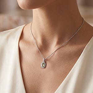 Certified & Appraised Rhapsody 950 Platinum AAAA Arquiana Mint Tourmaline, Diamond (E-F, VS) Pendant (4.00 g) 1.49 ctw