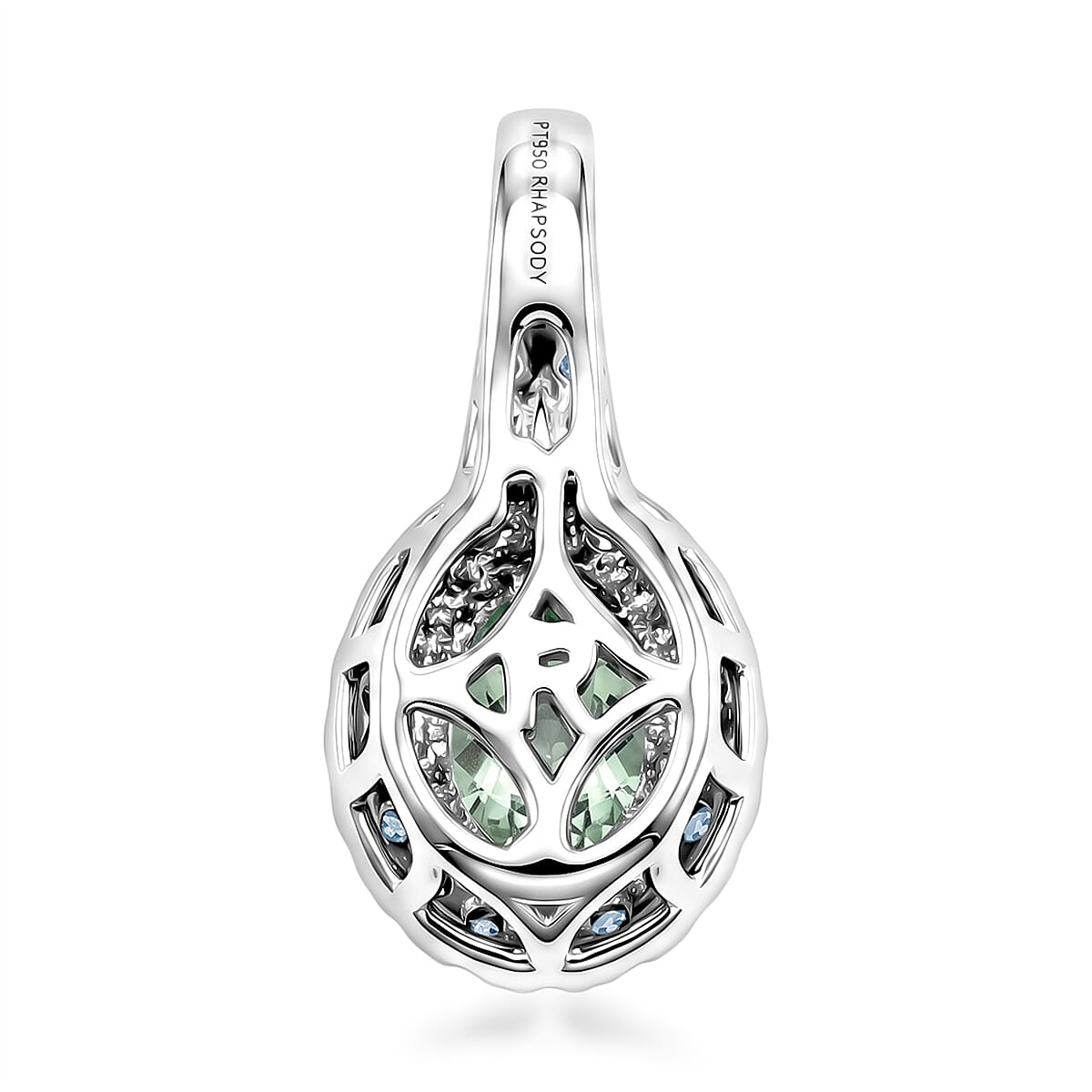 Certified & Appraised Rhapsody 950 Platinum AAAA Arquiana Mint Tourmaline, Diamond (E-F, VS) Pendant (4.00 g) 1.49 ctw image number 4