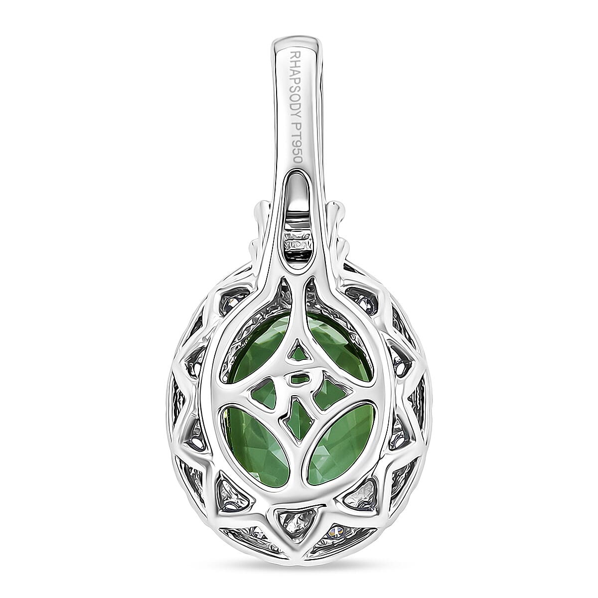 Certified & Appraised Rhapsody AAAA Arquiana Mint Tourmaline and Diamond E-F VS 2.26 ctw Pendant Necklace in 950 Platinum 20 Inches (4.29 g)