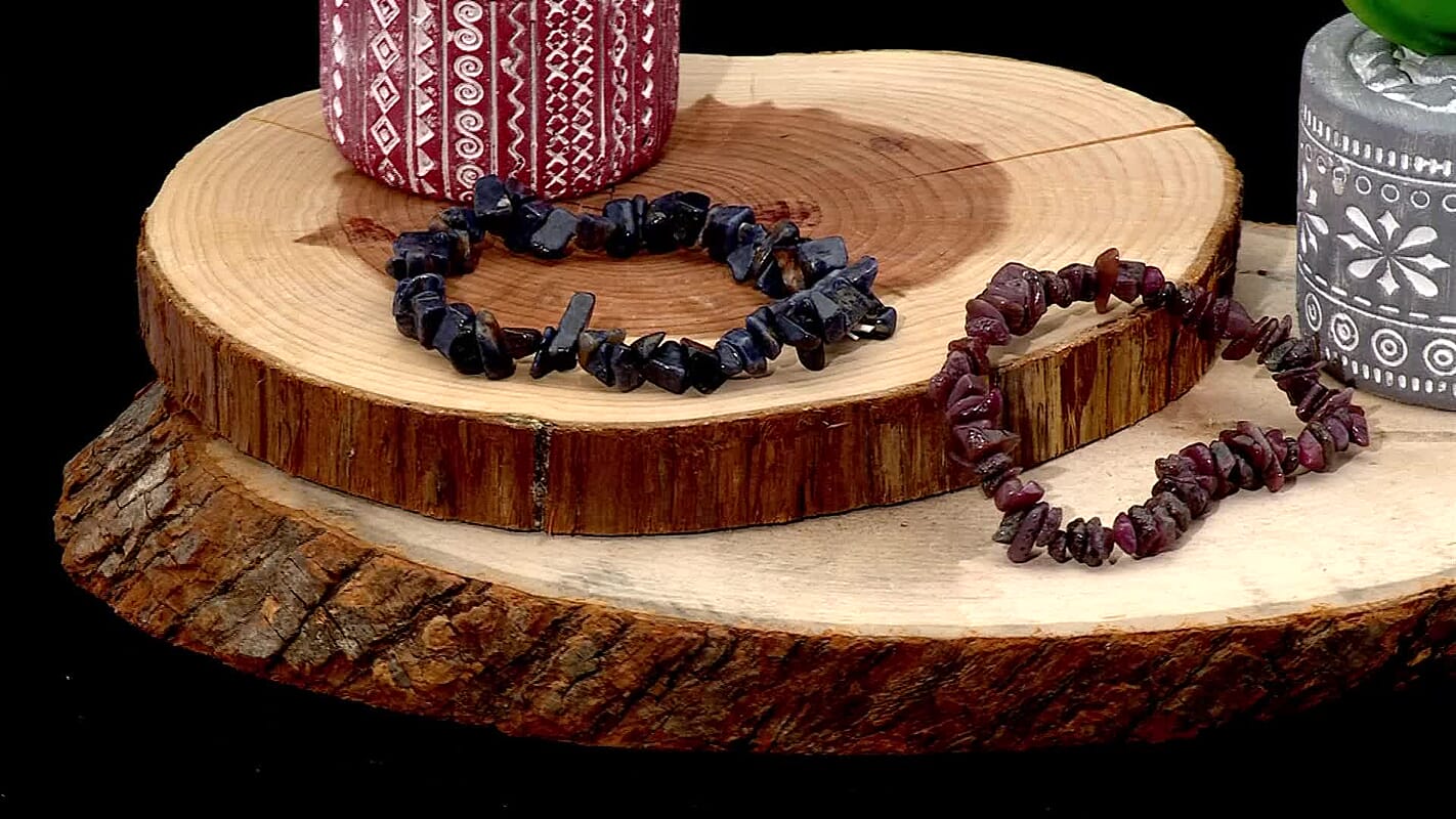 Set of 2 Ruby and Blue Sapphire Chips Bracelet (7.50In) 156.00 ctw