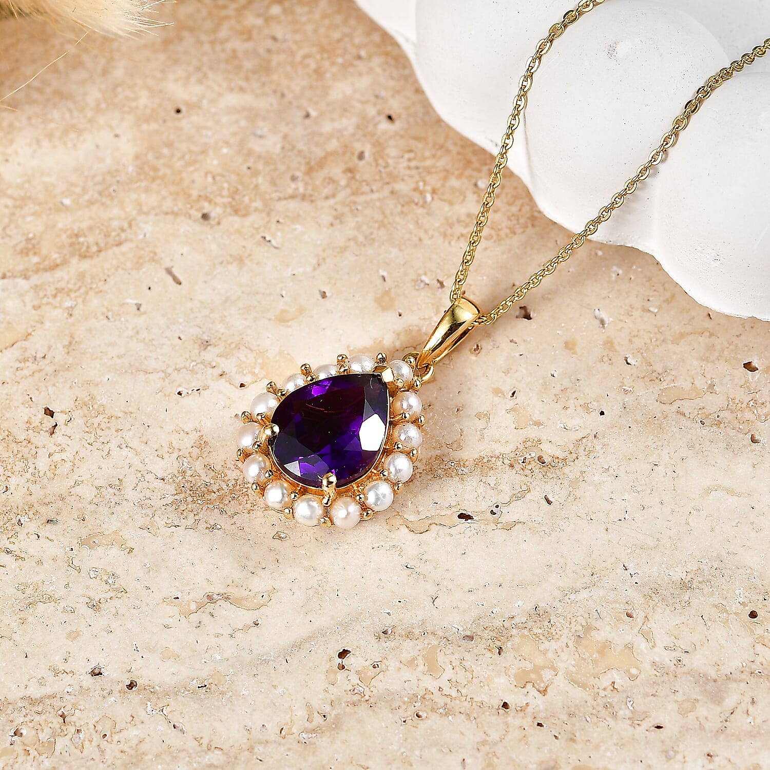 Buy D'Joy AAA Zambian Amethyst and Freshwater Pearl Pearl 2.90 ctw