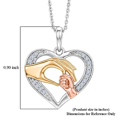 D'Joy Moissanite 0.10 ctw Heart Pendant Necklace in 18K Vermeil YRG and Rhodium Over Sterling Silver (20 Inches)