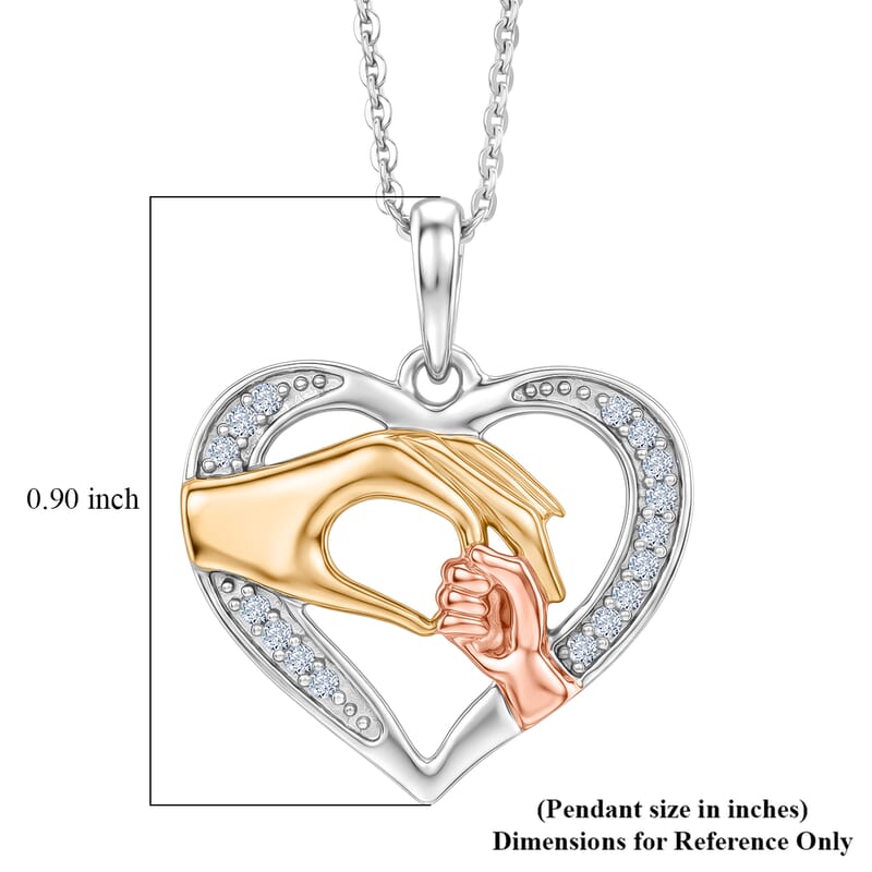 D'Joy Moissanite 0.10 ctw Heart Pendant Necklace in 18K Vermeil YRG and Rhodium Over Sterling Silver (20 Inches)
