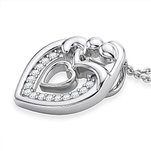D'Joy Moissanite 0.10 ctw Pendant Necklace in Rhodium Over Sterling Silver 20 Inches 