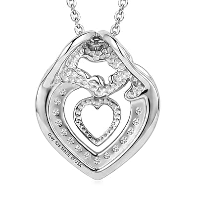 D'Joy Moissanite 0.10 ctw Pendant Necklace in Rhodium Over Sterling Silver 20 Inches