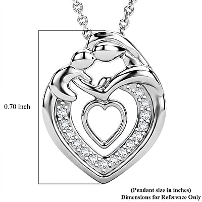 D'Joy Moissanite 0.10 ctw Pendant Necklace in Rhodium Over Sterling Silver 20 Inches