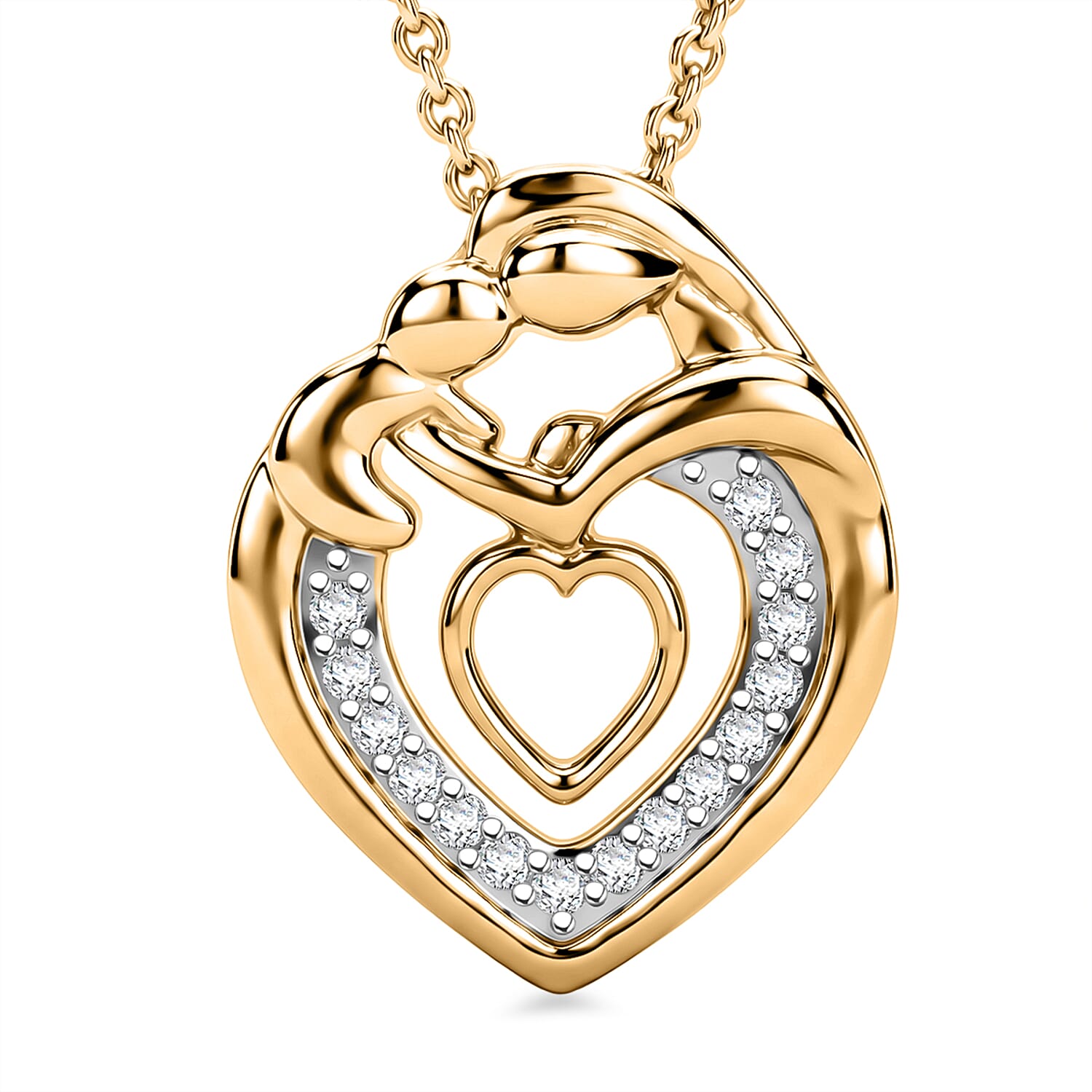 D'Joy Moissanite 0.10 ctw Pendant Necklace in 18K Vermeil Yellow Gold Over Sterling Silver 20 Inches