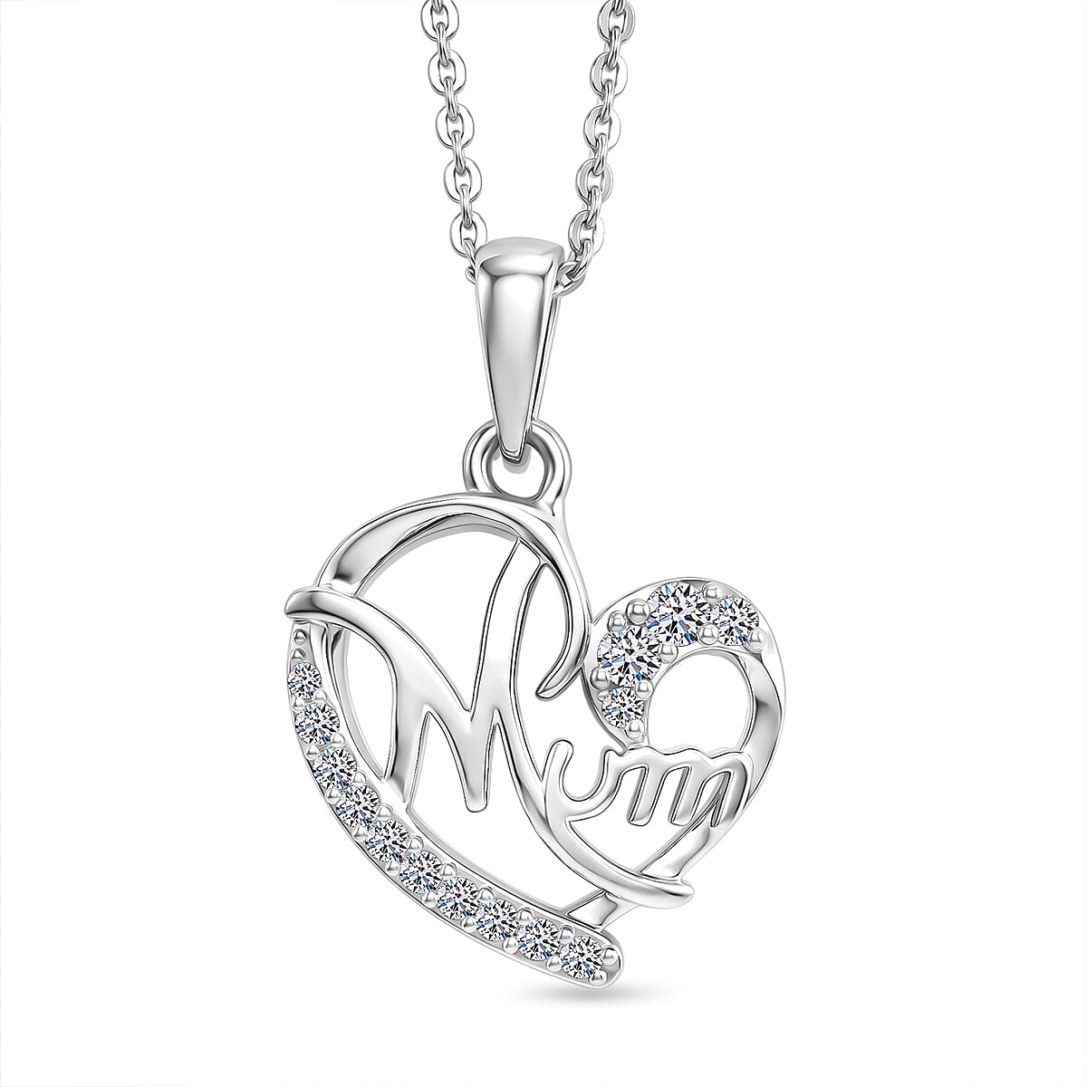 Luxuriant Lab Grown Diamond G-H SI 0.20 ctw Pendant Necklace in Rhodium Over Sterling Silver 20 Inches