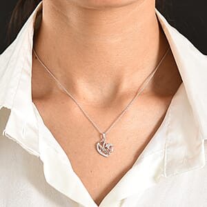 Luxuriant Lab Grown Diamond G-H SI 0.20 ctw Pendant Necklace in Rhodium Over Sterling Silver 20 Inches 