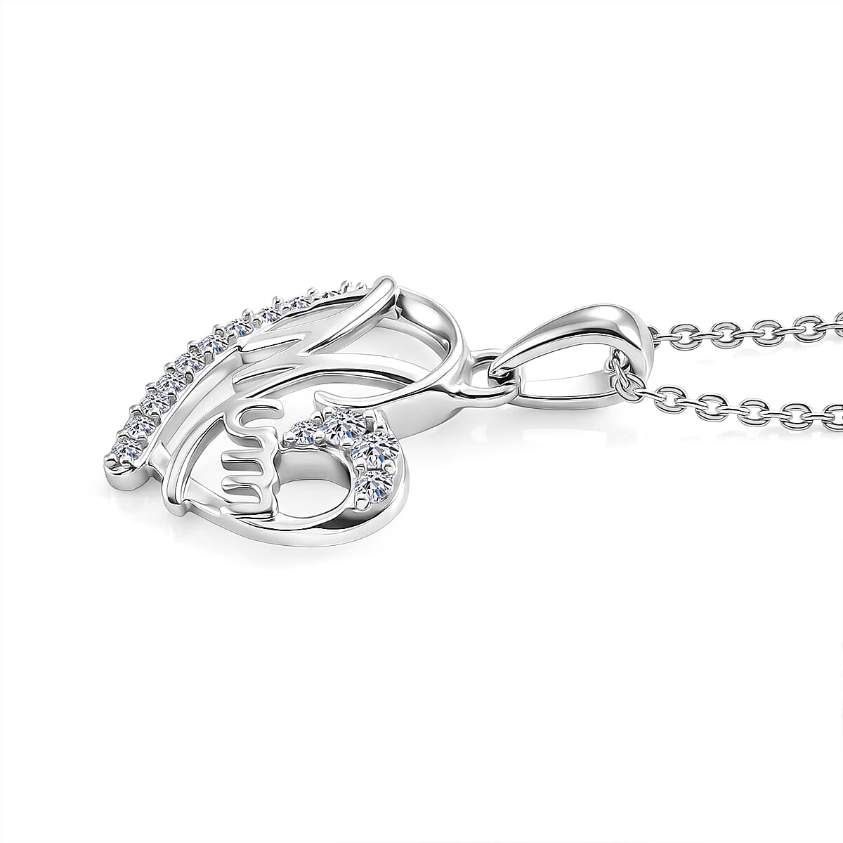 Luxuriant Lab Grown Diamond G-H SI 0.20 ctw Pendant Necklace in Rhodium Over Sterling Silver 20 Inches  image number 3