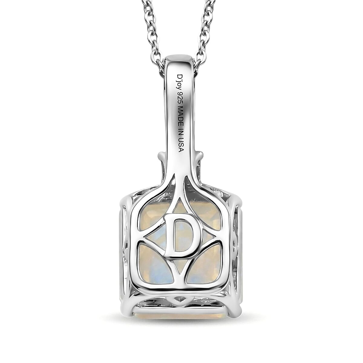 D'Joy AAA Ethiopian Welo Opal and Moissanite 3.35 ctw Dream Glow Pendant Necklace in Rhodium Over Sterling Silver 20 Inches