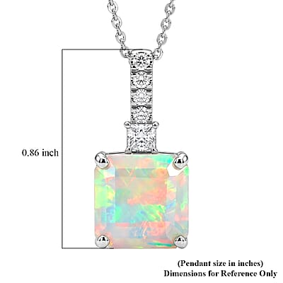 D'Joy AAA Ethiopian Welo Opal and Moissanite 3.35 ctw Dream Glow Pendant Necklace in Rhodium Over Sterling Silver 20 Inches