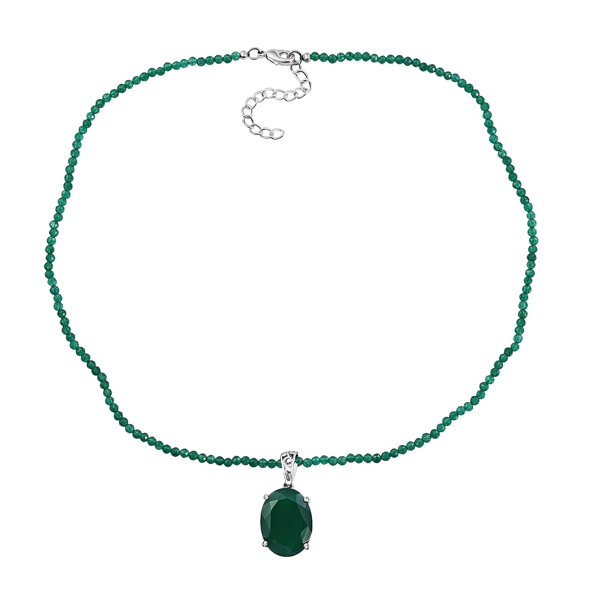 EverTrue Verde Onyx 68.00 ctw Forest Fall Pendant in Platinum Bond with Starling Silver Beaded Necklace 20 Inches image number 5