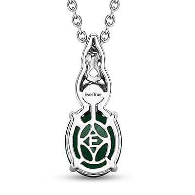 EverTrue Verde Onyx and Sleeping Beauty Turquoise 3.35 ctw Secret Bloom Pendant in Platinum Bond with Stainless Steel Necklace 20 Inches