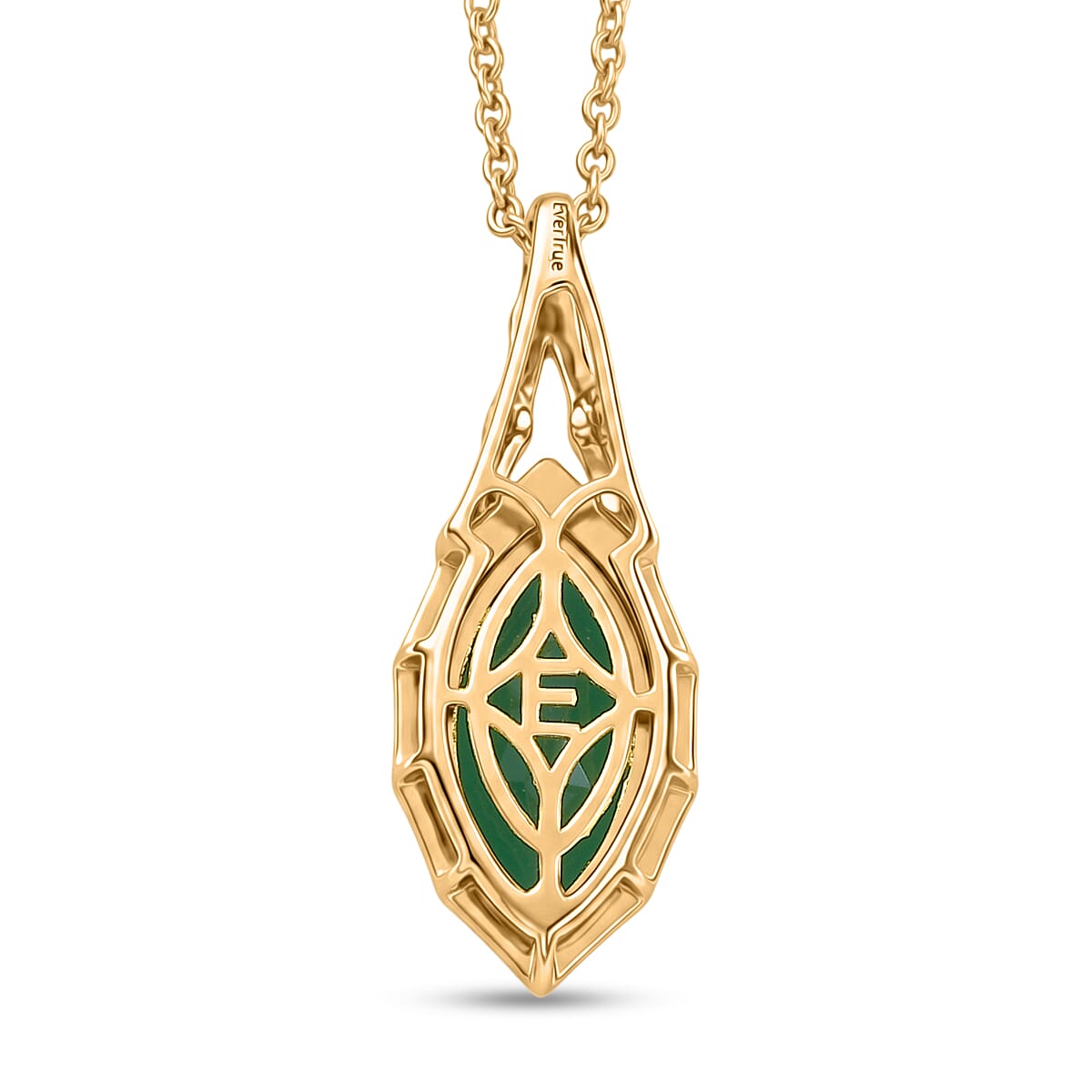 EverTrue Verde Onyx 3.50 ctw Forest Fang Pendant in 18K YG Plated with ION Plated YG Stainless Steel Necklace 20 Inches image number 4