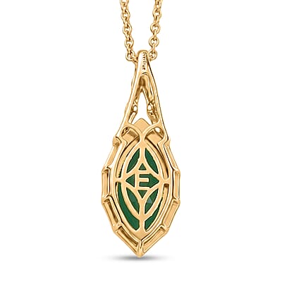 EverTrue Verde Onyx 3.50 ctw Forest Fang Pendant in 18K YG Plated with ION Plated YG Stainless Steel Necklace 20 Inches
