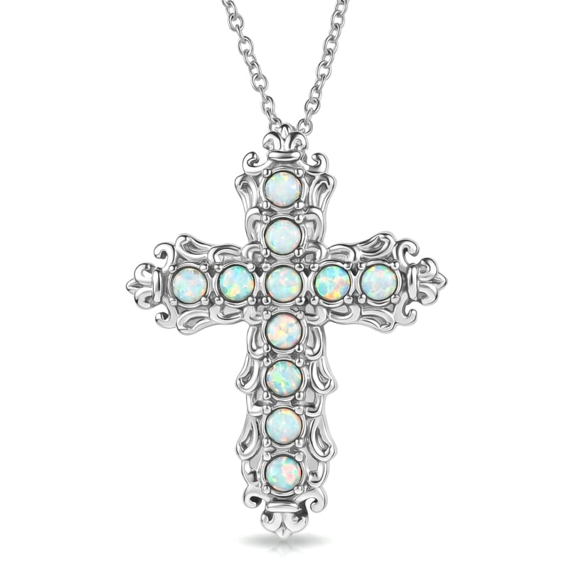 EverTrue Synthetic Milky Opal 0.60 ctw Pendant Necklace