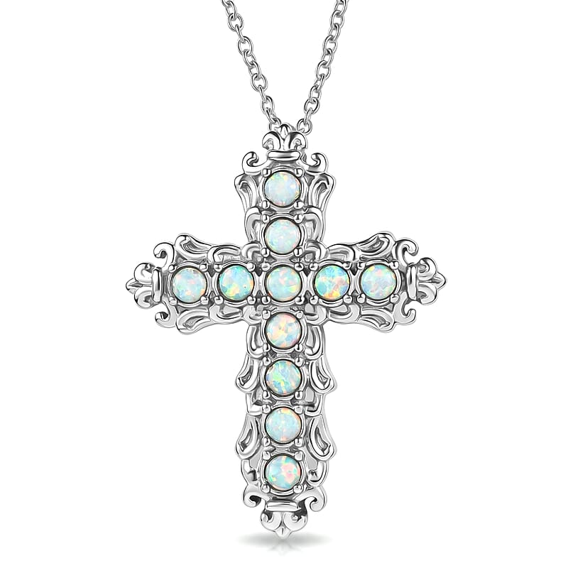 EverTrue Synthetic Milky Opal 0.60 ctw Pendant Necklace