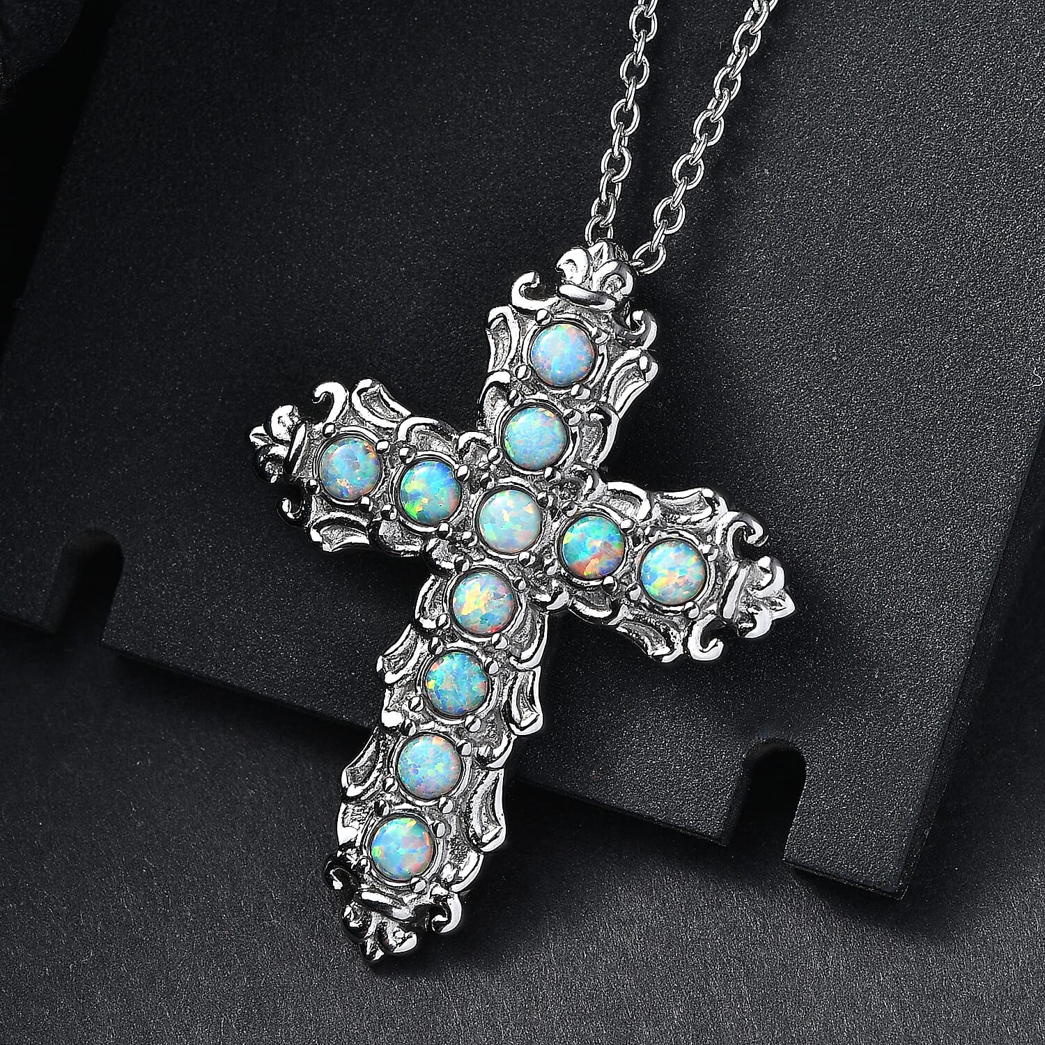 EverTrue Synthetic Milky Opal 0.60 ctw Pendant Necklace