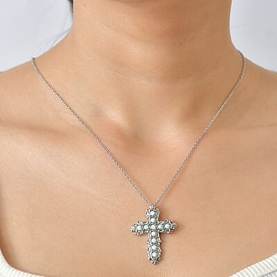 EverTrue Synthetic Milky Opal 0.60 ctw Pendant Necklace