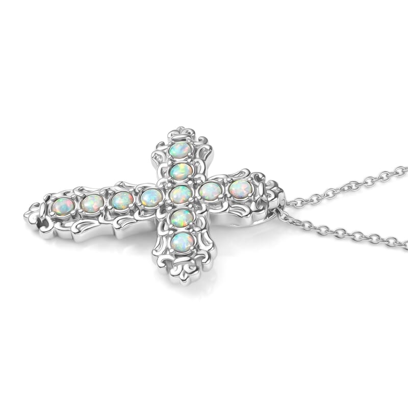 EverTrue Synthetic Milky Opal 0.60 ctw Pendant Necklace