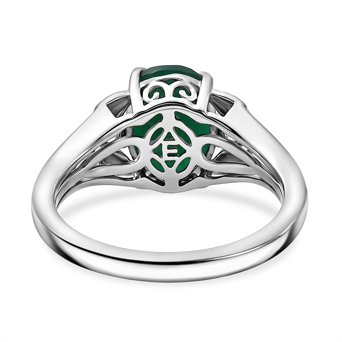 EverTrue Verde Onyx and White Zircon 7.25 ctw Enchanted Forest Earrings, Ring (Size 5) and Pendant in 18K YG Plated and Platinum Bond with Stainless Steel Necklace (20 Inches)
