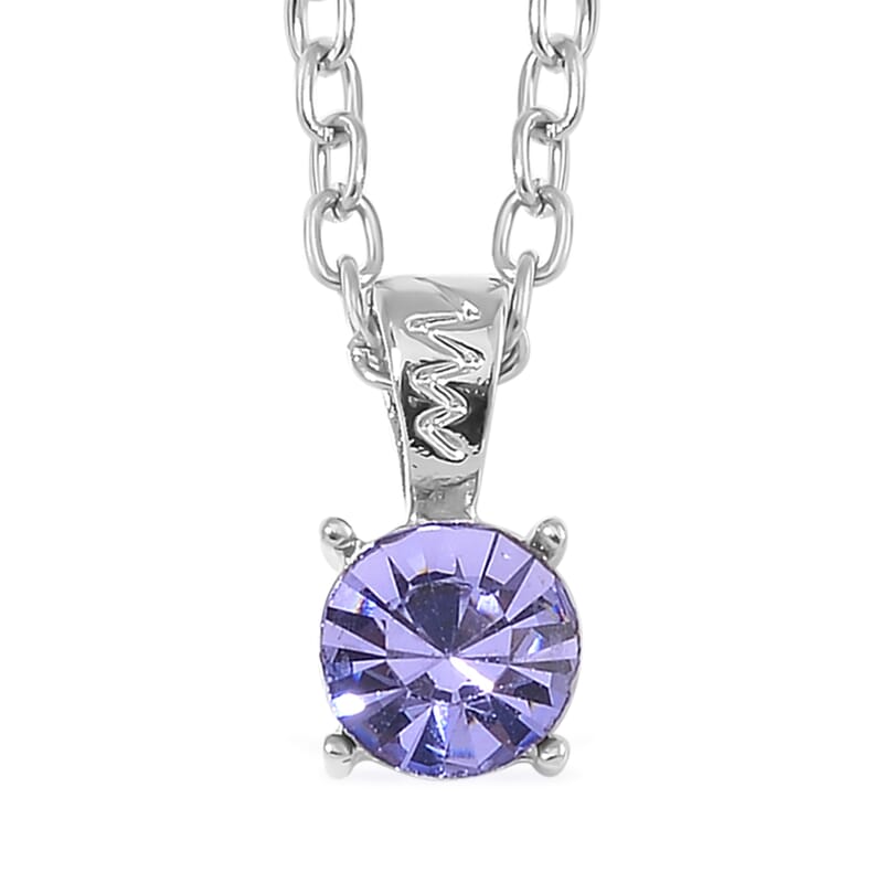 Multi Color Austrian Crystal Set of 7 Pendants Necklace (20 Inches) in Silvertone