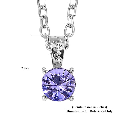 Multi Color Austrian Crystal Set of 7 Pendants Necklace (20 Inches) in Silvertone
