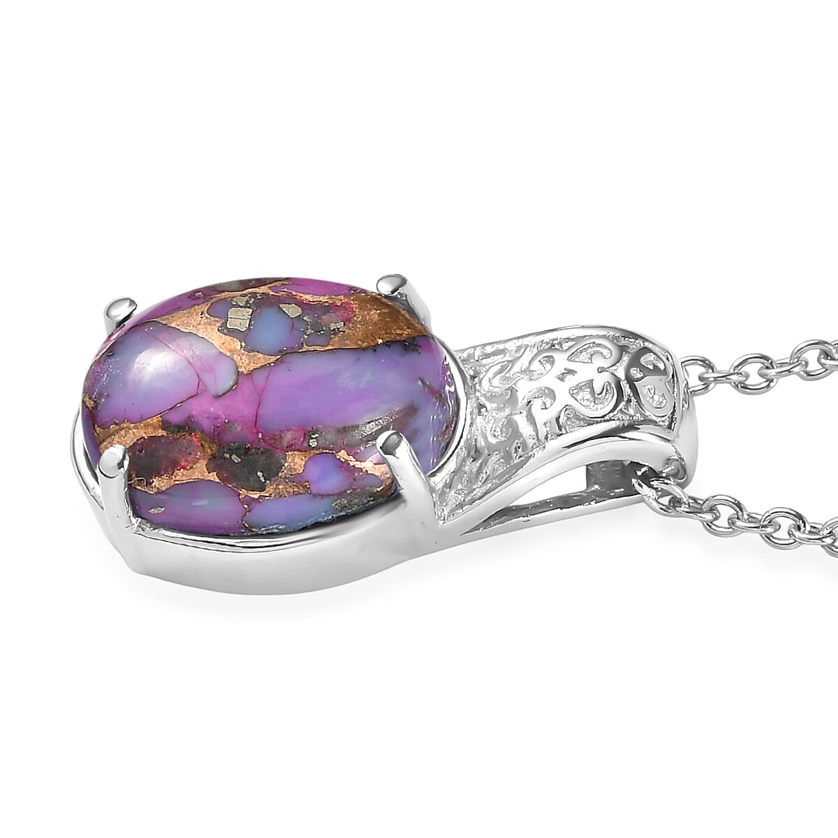 EverTrue Mojave Purple Turquoise 5.80 ctw Pendant Necklace in Stainless Steel 20 Inches