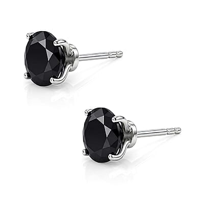 EverTrue Thai Black Spinel 14.25 ctw Set of 3 Solitaire Stud Glow Earrings in Platinum Bond