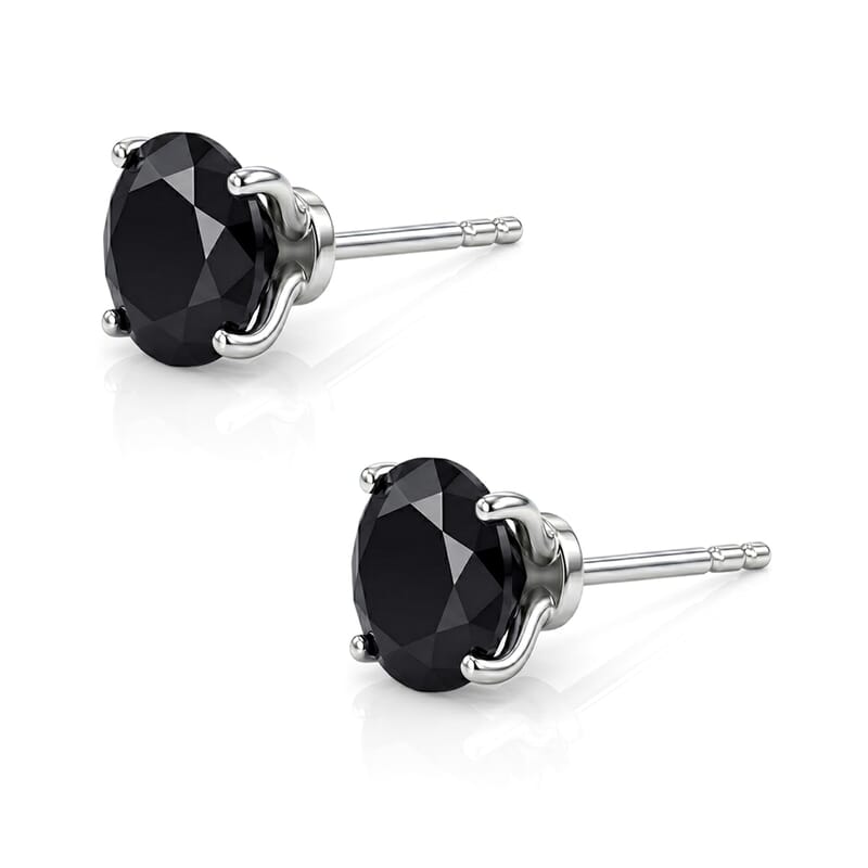 EverTrue Thai Black Spinel 14.25 ctw Set of 3 Solitaire Stud Glow Earrings in Platinum Bond