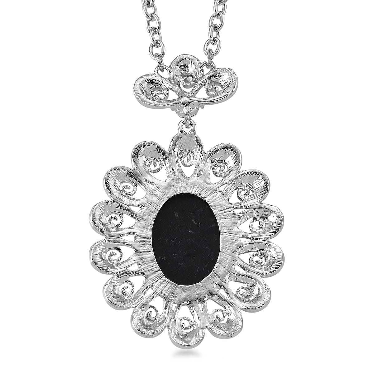 Purple Cameo, Austrian Crystal Earrings and Necklace (21-23 Inches) in Silvertone