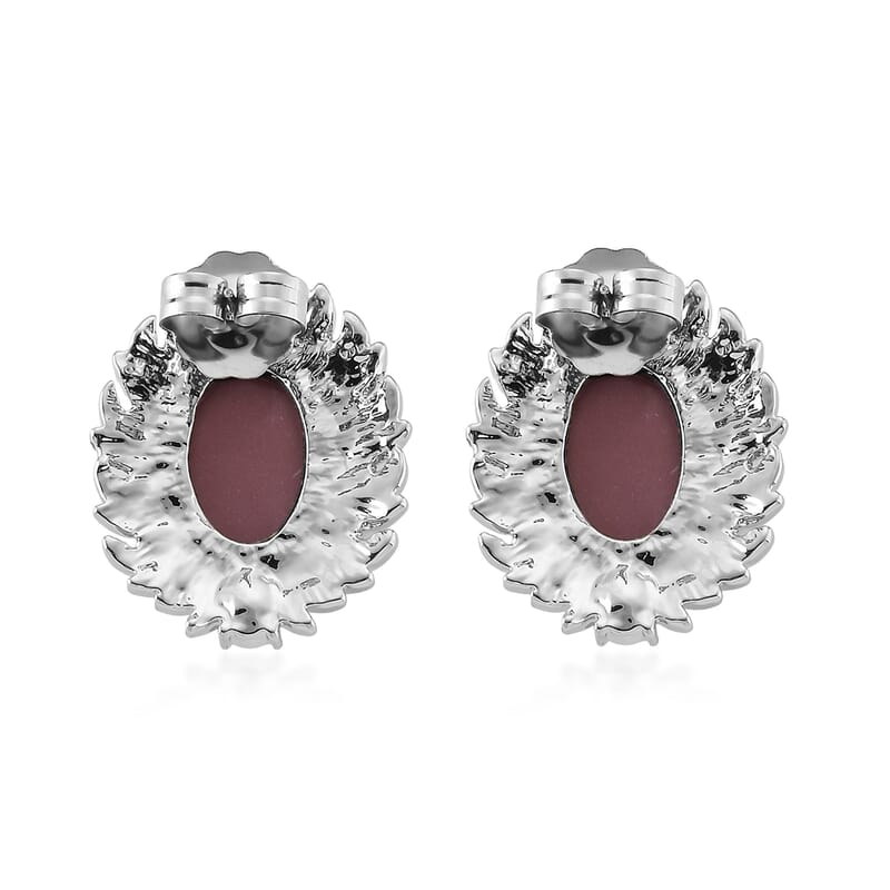 Pink Cameo and Austrian Crystal Earrings, Ring (Adjustable) and Necklace 21-23 Inches in Silvertone