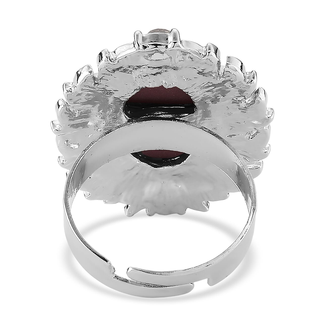 Pink Cameo and Austrian Crystal Earrings, Ring (Adjustable) and Necklace 21-23 Inches in Silvertone