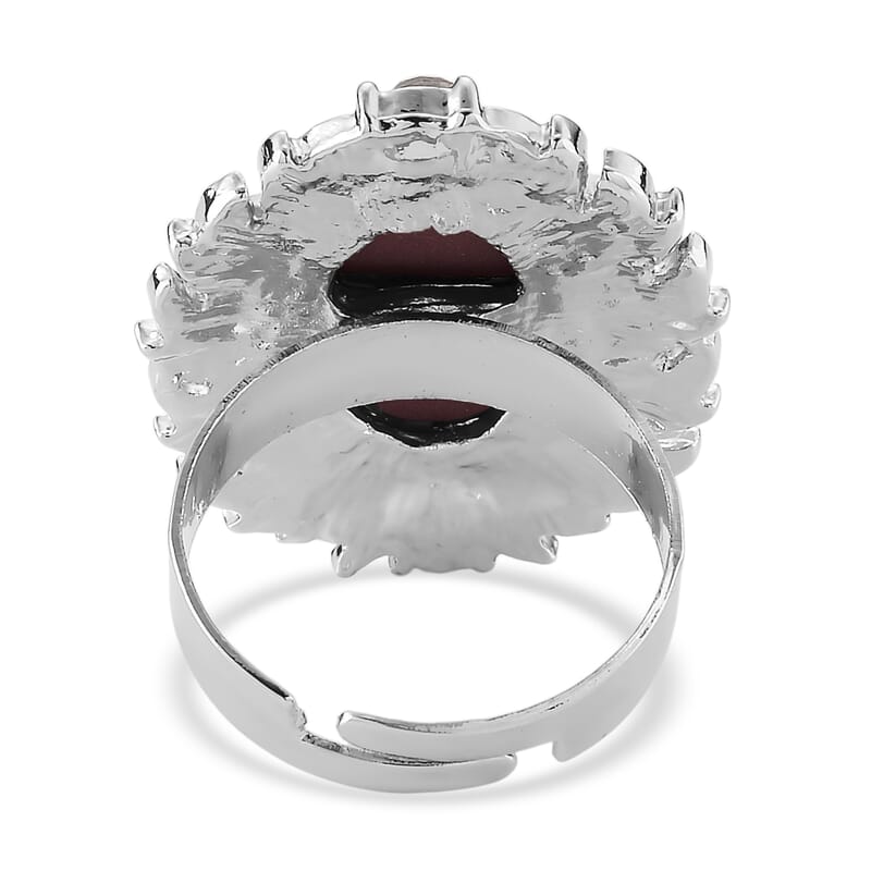Pink Cameo and Austrian Crystal Earrings, Ring (Adjustable) and Necklace 21-23 Inches in Silvertone